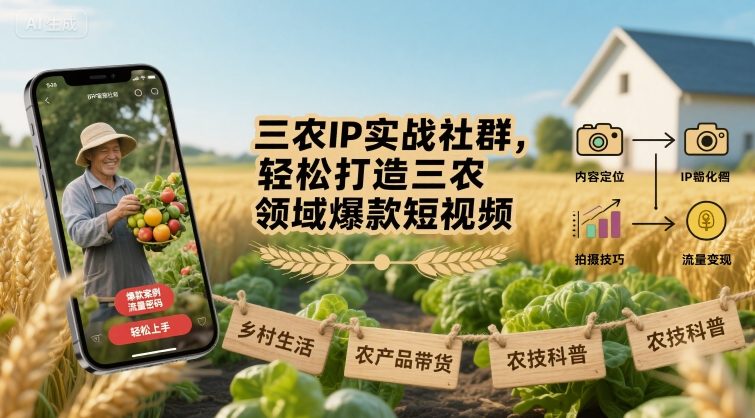 三农IP实战社群，轻松打造三农领域爆款短视频-淘米帮