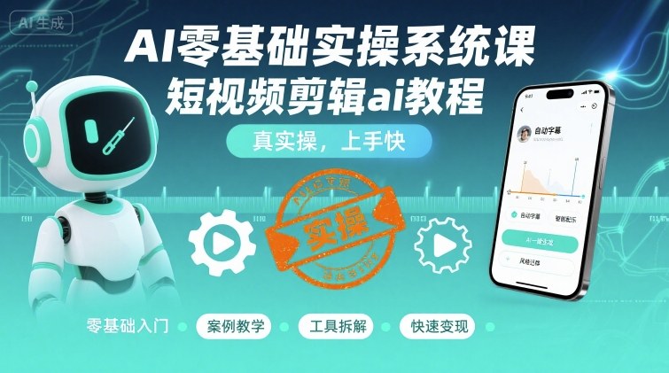 AI零基础实操系统课，短视频剪辑ai教程，真实操，上手快-淘米帮