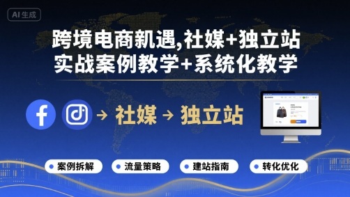 跨境电商新机遇，社媒+独立站，实战案例教学+系统化教学-淘米帮