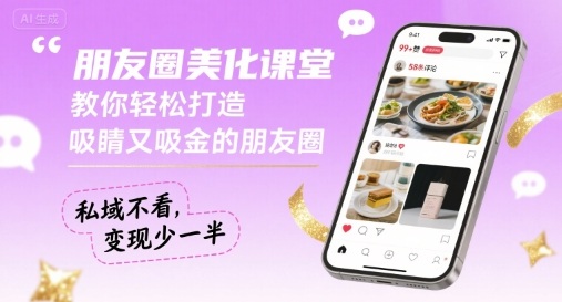 朋友圈美化课堂，教你轻松打造，吸睛又吸金的朋友圈，私域不看，变现少一半-淘米帮