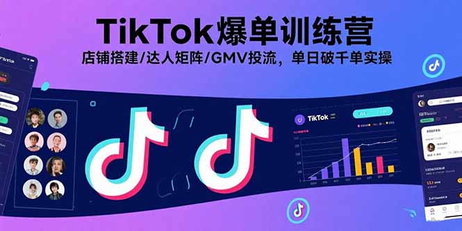 TikTok爆单训练营，店铺搭建/达人矩阵/GMV投流，单日破千单实操-淘米帮