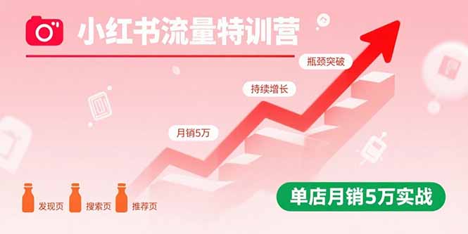 小红书流量特训营：突破流量瓶颈，实现店铺持续增长，单店月销5万实战-淘米帮