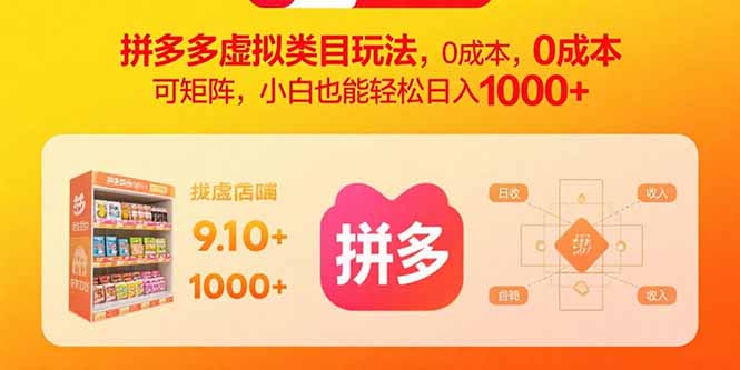 拼多多虚拟类目玩法，0成本，可矩阵，小白也能轻松日入1000+-淘米帮