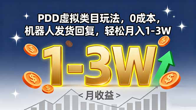 PDD虚拟类目玩法，0成本，机器人发货回复，轻松月入1-3W-淘米帮