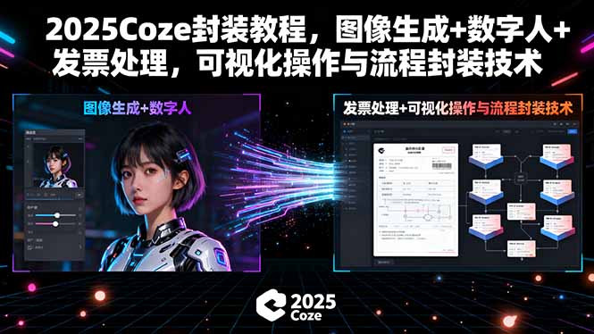 2025Coze封装教程，图像生成+数字人+发票处理，可视化操作与流程封装技术-淘米帮