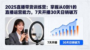 2025直播带货训练营:掌握从0到1的直播运营能力,7天开播30天日销破万-淘米帮