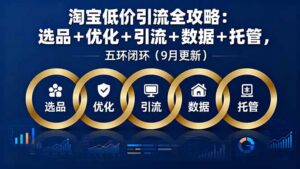 淘宝低价引流全攻略:选品+优化+引流+数据+托管,五环闭环(9月更新-淘米帮