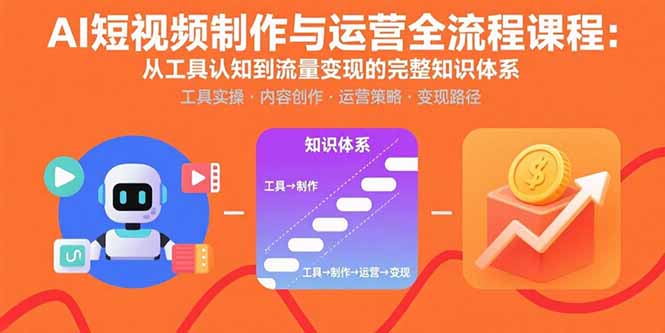 AI短视频制作与运营全流程课程：从工具认知到流量变现的完整知识体系-淘米帮