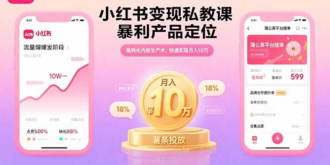 小红书变现私教课，暴利产品定位，高转化内容生产术，快速实现月入10万-淘米帮