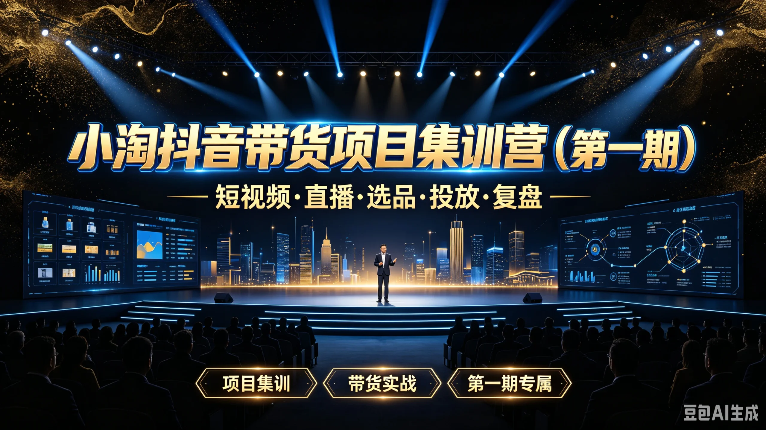 【精】小淘抖音带货项目集训营(第一期)短视频·直播·选品·投放·复盘,项目集训、带货实战、第一期专属-淘米帮