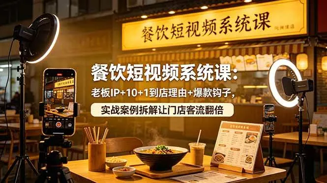 【精】餐饮短视频系统课:老板IP+10+1到店理由+爆款钩子,实战案例拆解让门店客流翻倍-淘米帮