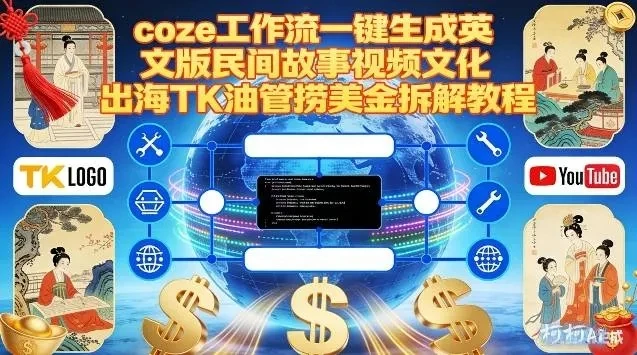 Coze扣子工作流一键生成英文版民间故事视频,文化出海TK油管捞美金拆解教程-淘米帮