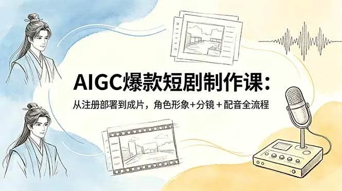 【精】AIGC爆款短剧制作课：从注册部署到成片，角色形象+分镜+配音全流程-淘米帮