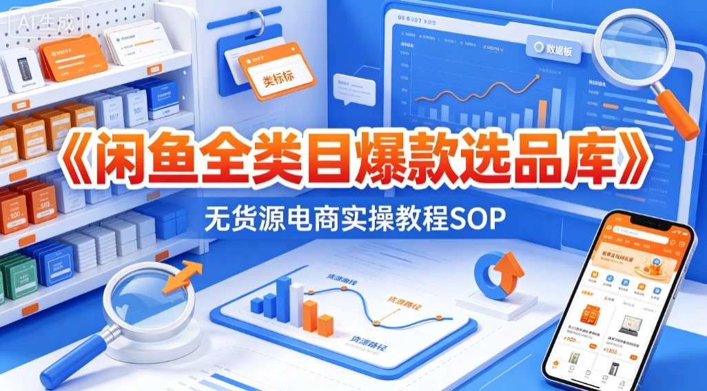 【精】闲鱼全类目爆款选品库，无货源电商实操教程SOP-淘米帮