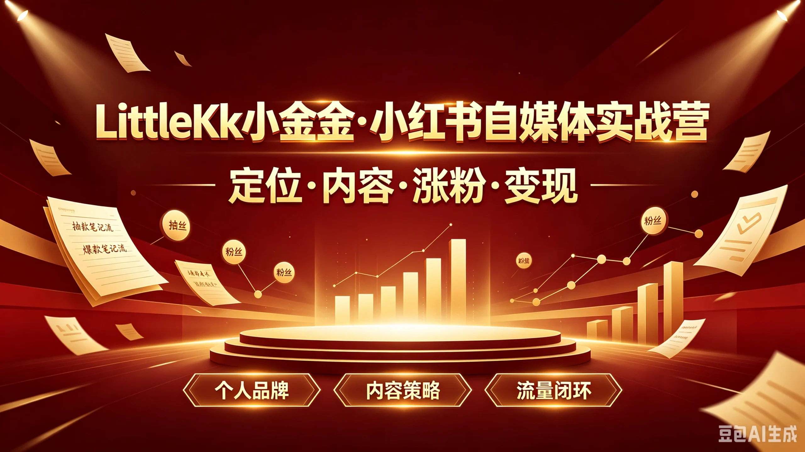 【精】LittleKk小金金·小红书自媒体实战营一定位·内容·涨粉·变现,个人品牌、内容策略、流量闭环-淘米帮