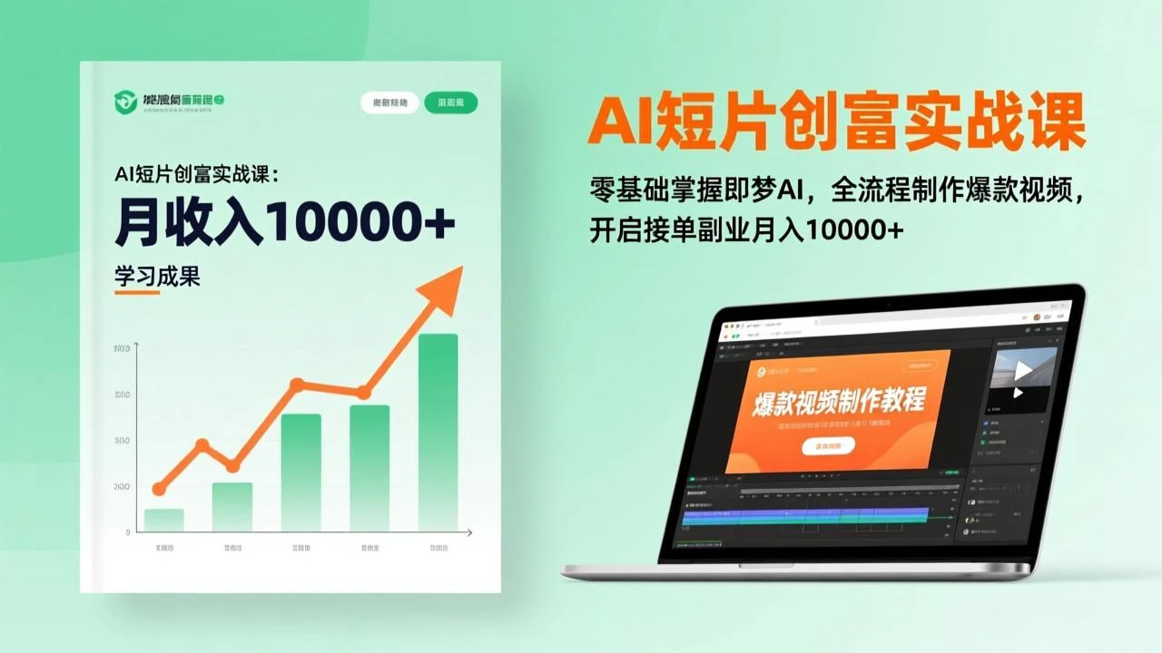 【精】AI短片创富实战课：零基础掌握即梦AI，全流程制作爆款视频，开启接单副业月入10000+(更新)-淘米帮