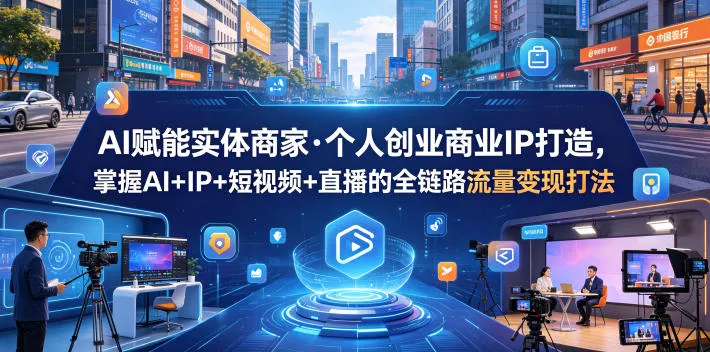 【精】AI赋能实体商家·个人创业商业IP打造,掌握AI+IP+短视频+直播的全链路流量变现打法-淘米帮