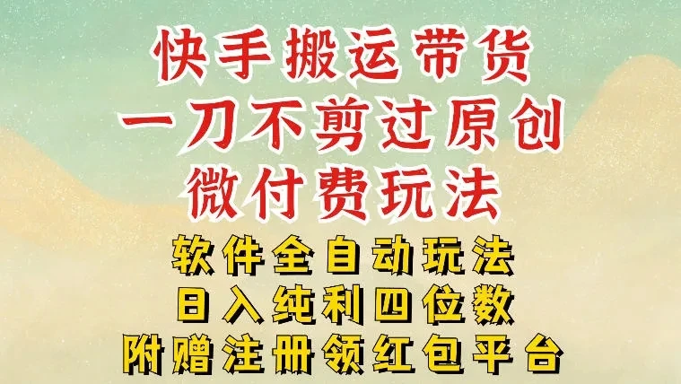快手搬运带货，一刀不剪过原创，微付费玩法，软件全自动玩法，日入纯利四位数【揭秘】-淘米帮