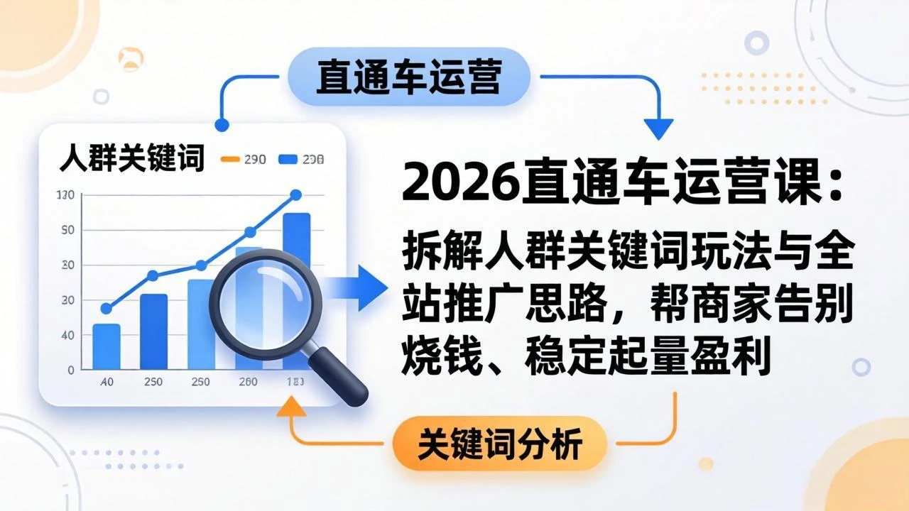 【精】2026直通车运营课：拆解人群关键词玩法与全站推广思路，帮商家告别烧钱、稳定起量盈利-淘米帮