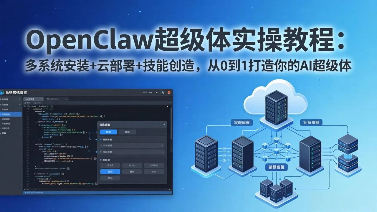 【精】OpenClaw-小龙虾 AI超级体实战指南：多系统安装+云部署+技能创造，从0到1构建你的被动收入项目-淘米帮