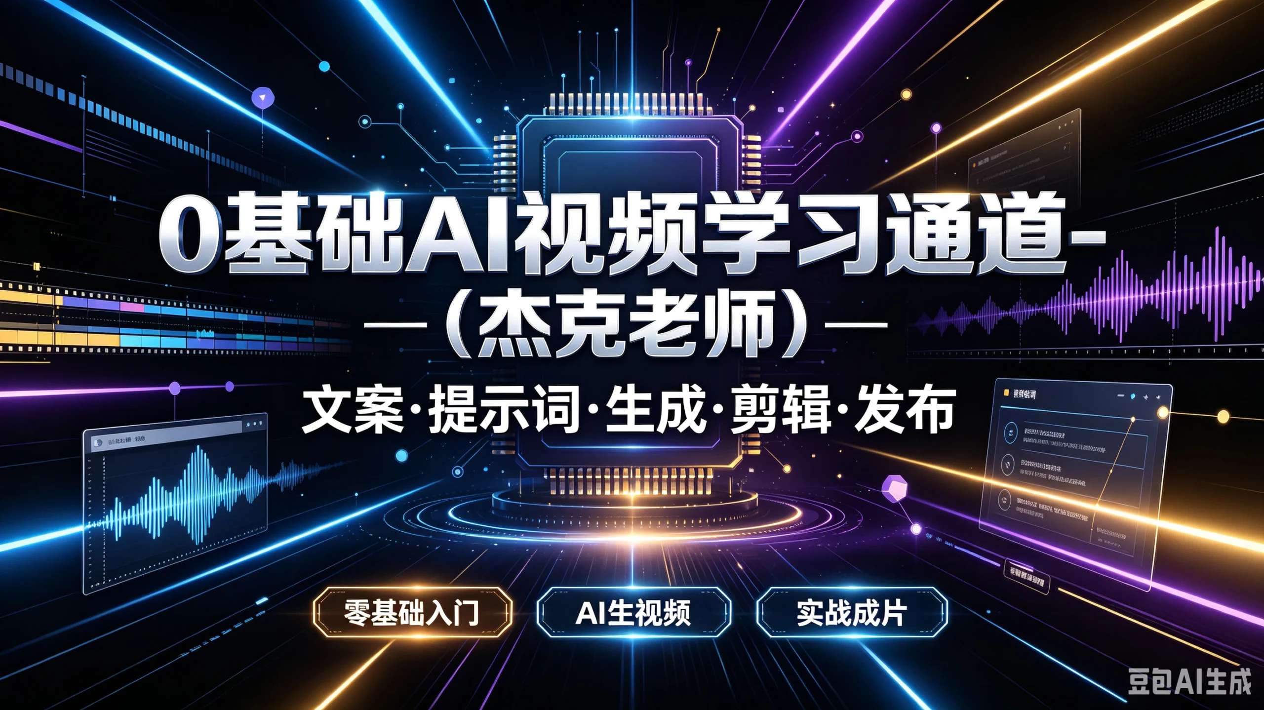 【精】O基础AI视频学习通道一(杰克老师)一文案·提示词·生成·剪辑·发布,零基础入门、AI生视频、实战成片-淘米帮
