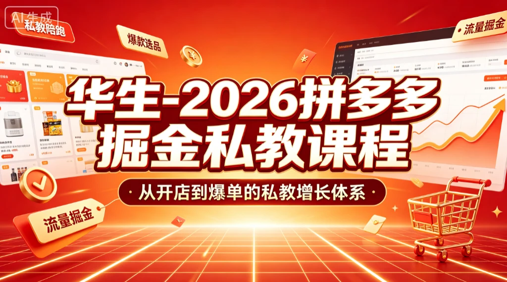 【精】华生-2026拼多多掘金私教课程,从开店到爆单的私教增长体系(更新26年7月)-淘米帮