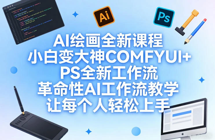 AI绘画全新课程,小白变大神COMFYUI+PS全新工作流,革命性AI工作流教学,让每个人轻松上手-淘米帮