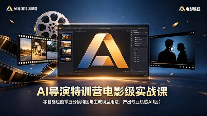 【精】AI导演特训营电影级实战课,零基础也能掌握分镜构图与主流模型用法,产出专业质感AI短片-淘米帮