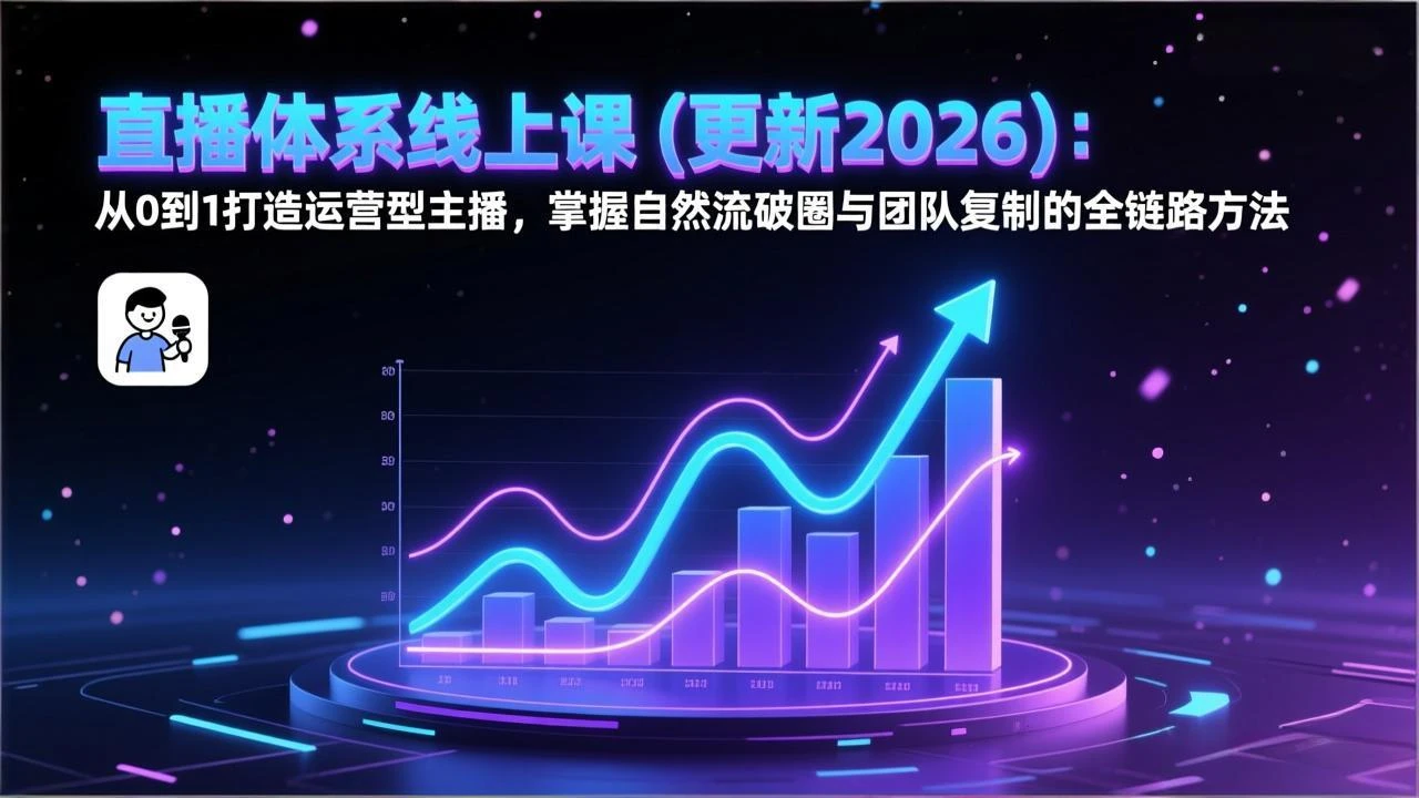 【精】直播体系线上课(更新2026)：从0到1打造运营型主播，掌握自然流破圈与团队复制的全链路方法-淘米帮