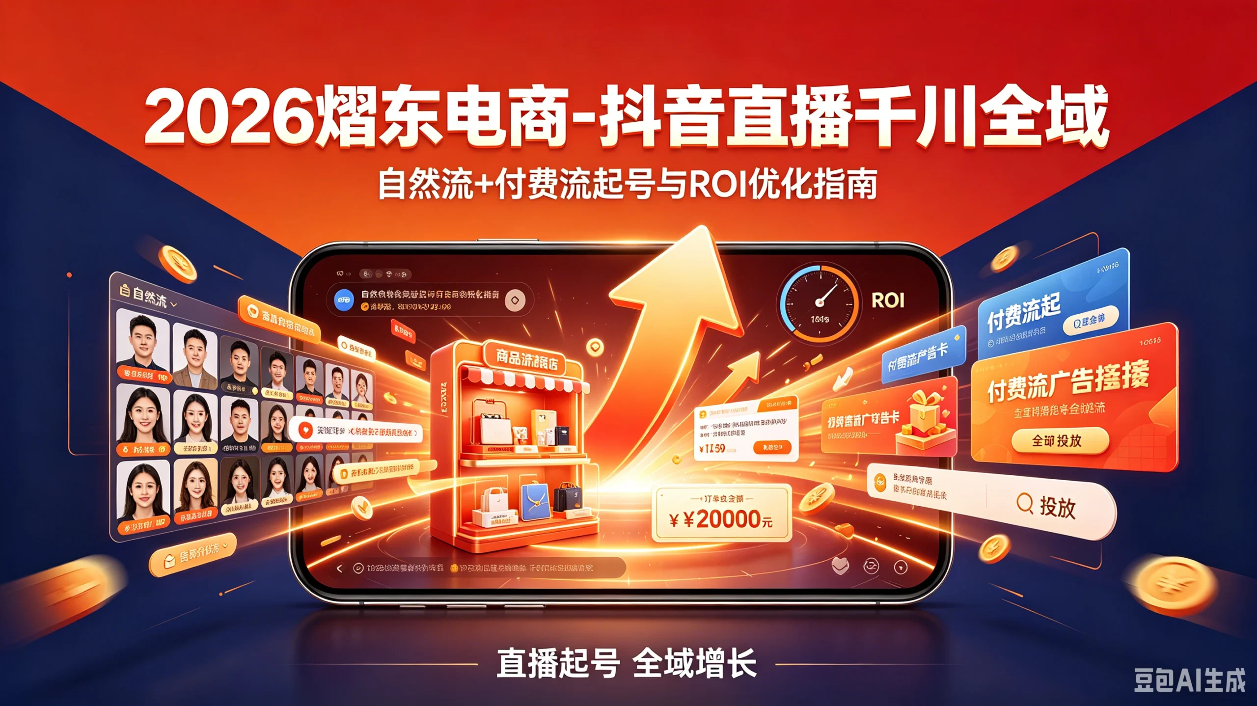 【精】2026熠东电商-抖音直播千川全域:自然流+付费流起号与ROI优化指南(26年5月15-19日)-淘米帮