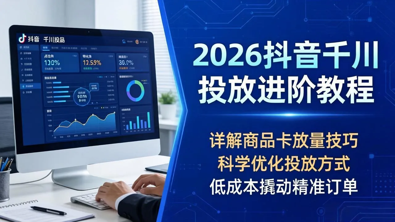 【精】2026抖音千川投放进阶教程,详解商品卡放量技巧,科学优化投放方式,低成本撬动精准订单-淘米帮