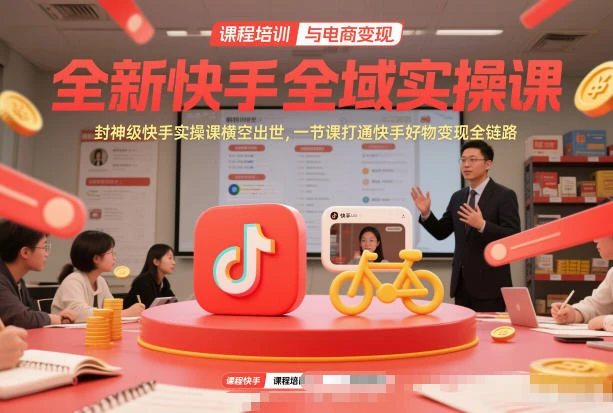 全新快手全域实操课，封神级快手实操课横空出世，一节课打通快手好物变现全链路-淘米帮
