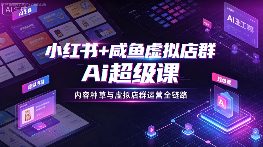 【精】小红书+咸鱼虚拟店群Ai超级课,内容种草与虚拟店群运营全链路-淘米帮