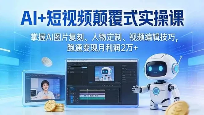 【精】AI+短视频颠覆式实操课：掌握AI图片复刻、人物定制、视频编辑技巧，跑通变现月利润2万+-淘米帮