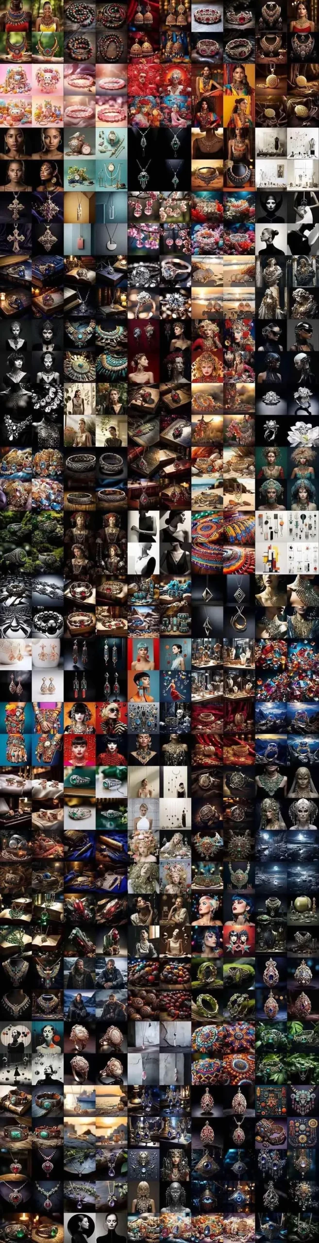 460+专业Midjourney珠宝摄影AI提示词+成效果图,戒指/项链/耳环/手链/宝石/及奢侈配饰等全品类-淘米帮