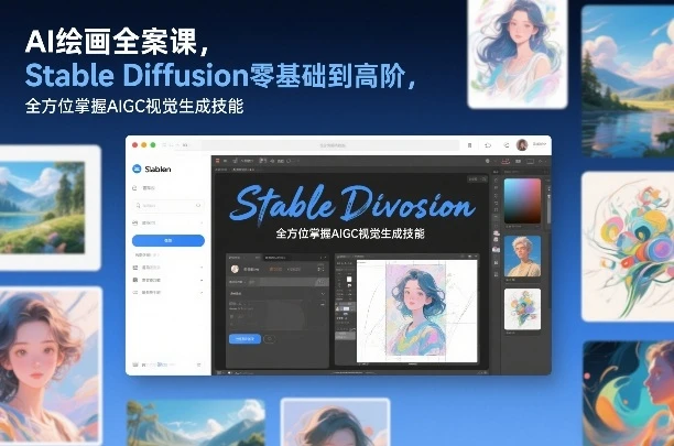 【精】AI绘画全案课,Stable Diffusion零基础到高阶,全方位掌握AIGC视觉生成技能-淘米帮