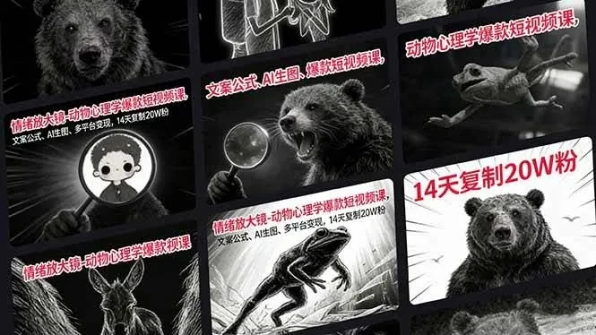 【精】情绪放大镜-动物心理学爆款短视频课，文案公式、AI生图、多平台变现，14天复制20W粉-淘米帮