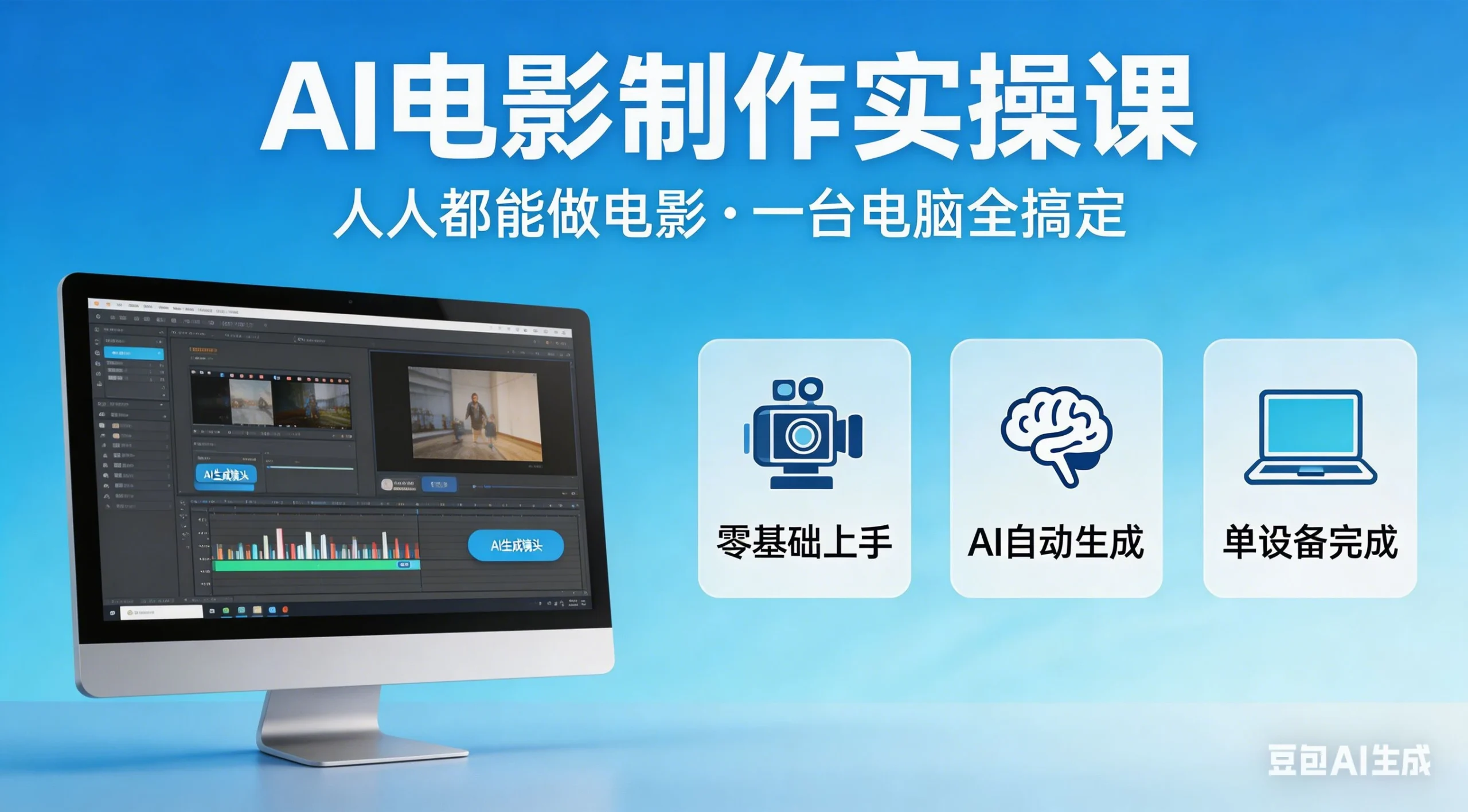 【精】AI电影制作实操课，人人都能做电影，一台电脑全搞定-淘米帮