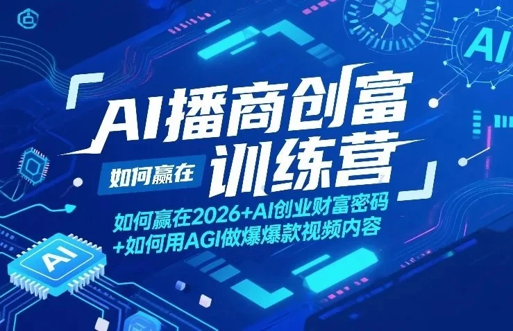 【精】AI播商创富训练营,如何赢在2026+AI创业财富密码+如何用AGI做爆款视频内容-淘米帮