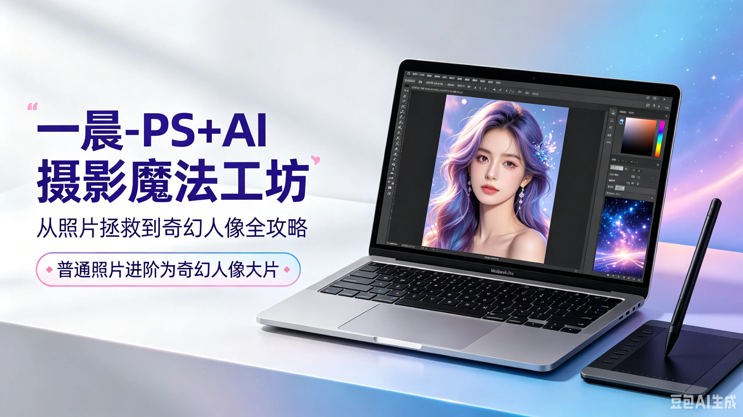 【精】一晨-PS+AI 摄影魔法工坊从照片拯救到奇幻人像全攻略-淘米帮