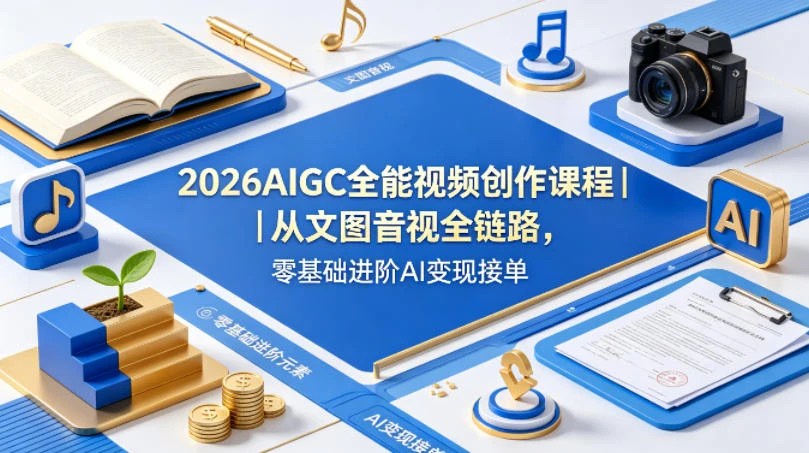 【精】2026AIGC全能视频创作课，8周吃透多赛道创作+变现，零基础也能高效出片接单-淘米帮