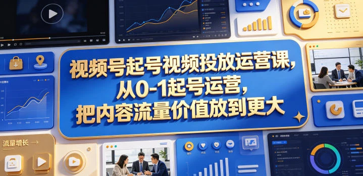 【精】视频号起号视频投放运营课,从0-1起号运营,把内容流量价值放到更大-淘米帮