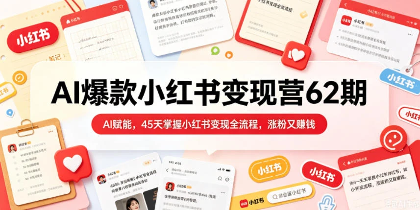 【精】秋叶AI爆款小红书变现营62期2026年5月，AI赋能，45天掌握小红书变现全流程，涨粉又賺钱-淘米帮