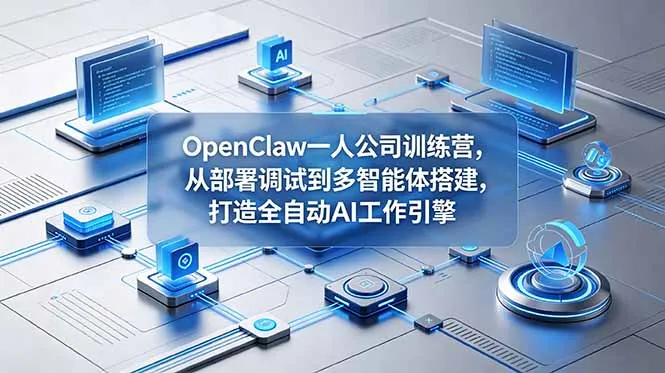 【精】OpenClaw 一人公司训练营，从部署调试到多智能体搭建，打造全自动 AI 工作引擎-淘米帮