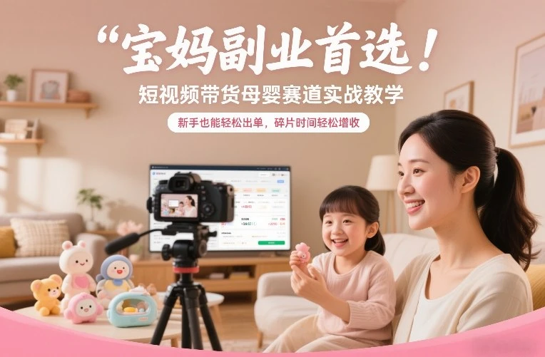 【精】宝妈副业首选！短视频带货母婴赛道实战教学，新手也能轻松出单，碎片时间轻松增收-淘米帮