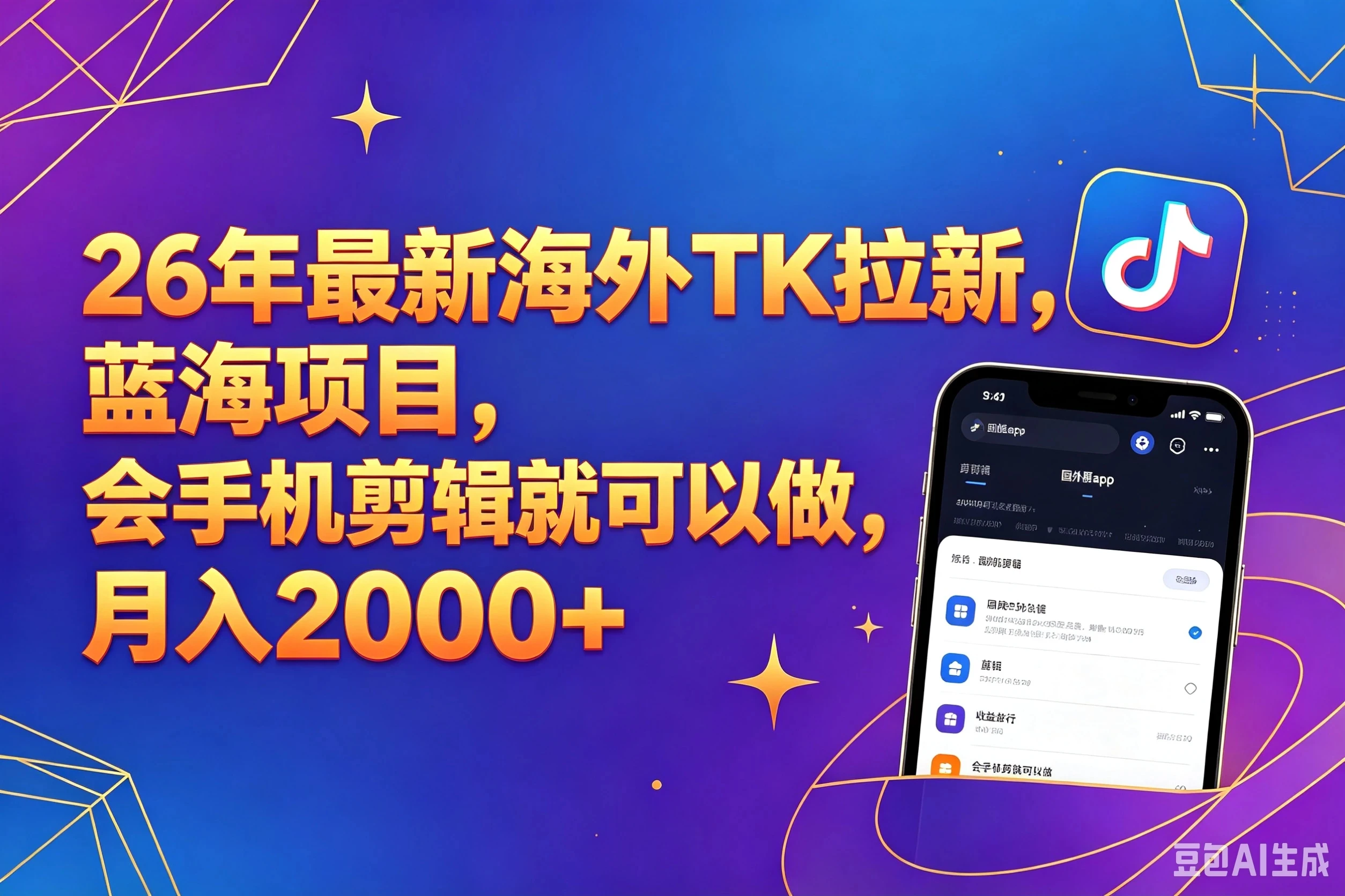 【精】26年最新海外Tk剪映拉新,蓝海项目,会手机剪辑就可以做,月入20000+(附最新玩法)-淘米帮