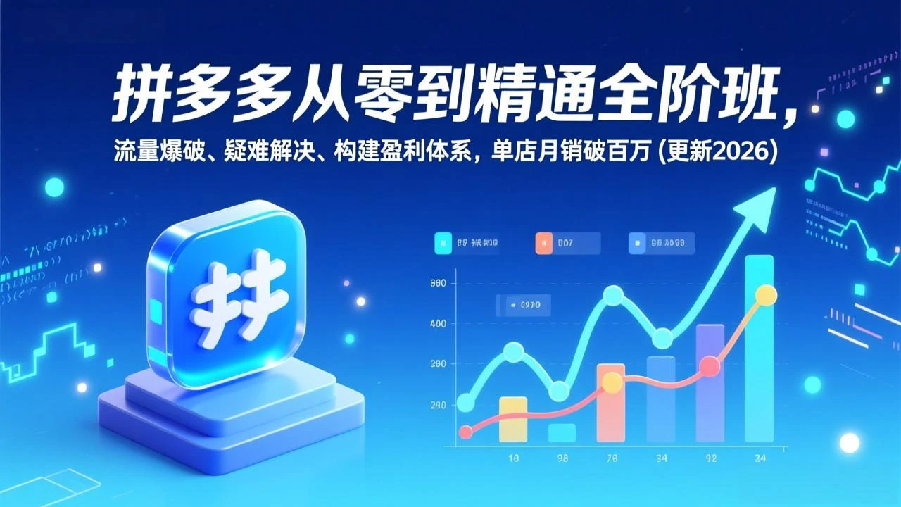 【精】拼多多从零到精通全阶班，流量爆破、疑难解决，构建盈利体系，单店月销破百万(更新2026）-淘米帮