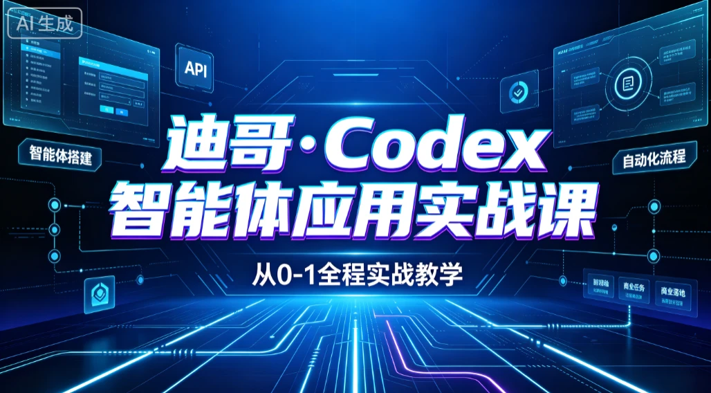 【精】迪哥·Codex智能体应用实战课 从安装配置到智能体小镇架构，涵盖视频创作/数字人/办公提效全技能-淘米帮