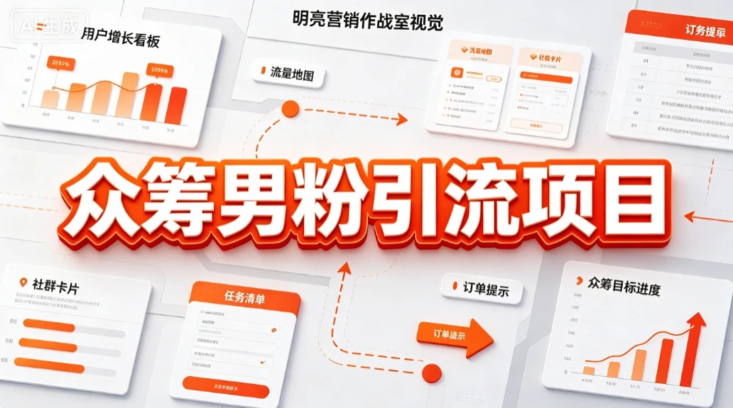 【精】众筹男粉引流项目，精准触达、社群承接、转化变现-淘米帮