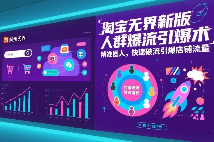 【精】淘宝无界新版人群爆流引爆术，精准圈人，快速破流引爆店铺流量-淘米帮